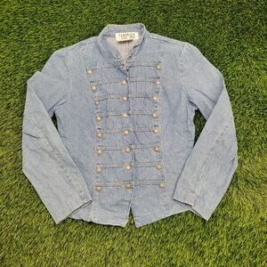 Vintage 90s Boho Denim Jacket Womens XS/S 16x23 USA